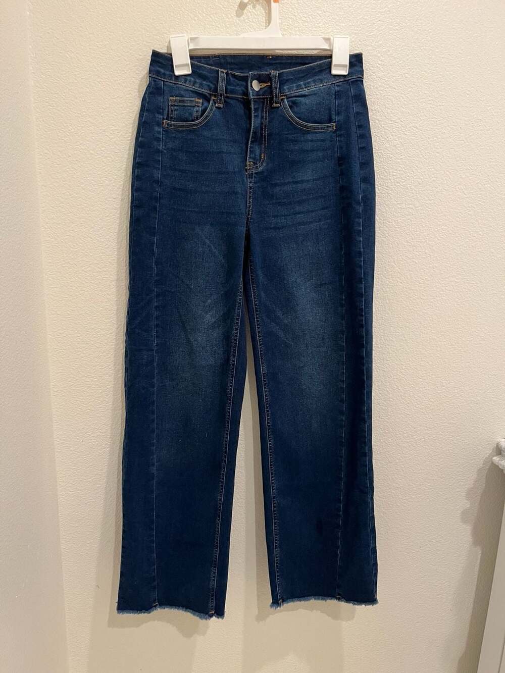 Women's High Waisted Wide Leg Raw Hem Denim Jeans